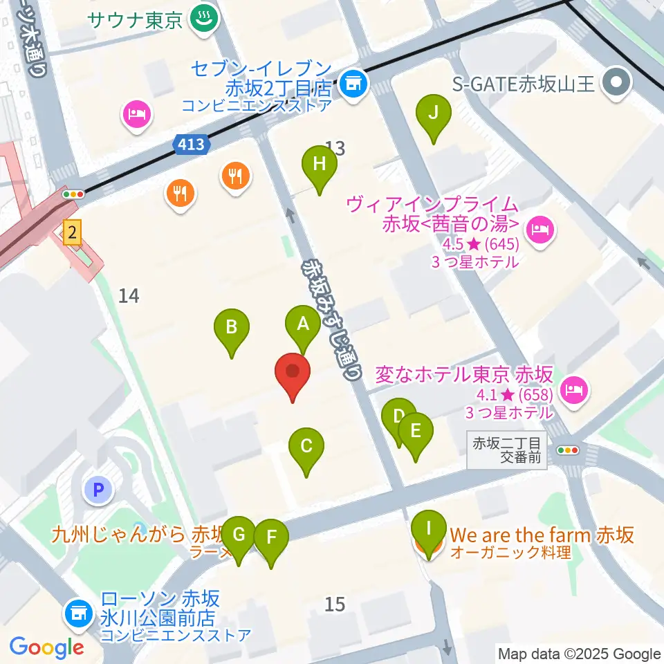 赤坂Jaka'z周辺のカフェ一覧地図