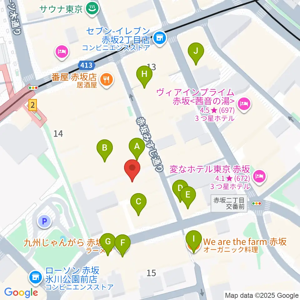 赤坂Jaka'z周辺のカフェ一覧地図