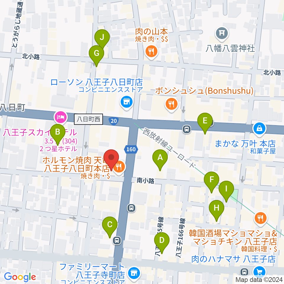 八王子SHeLTeR周辺のカフェ一覧地図