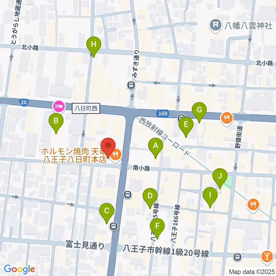 八王子SHeLTeR周辺のカフェ一覧地図