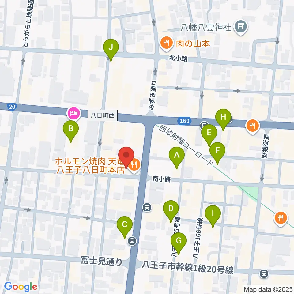八王子SHeLTeR周辺のカフェ一覧地図