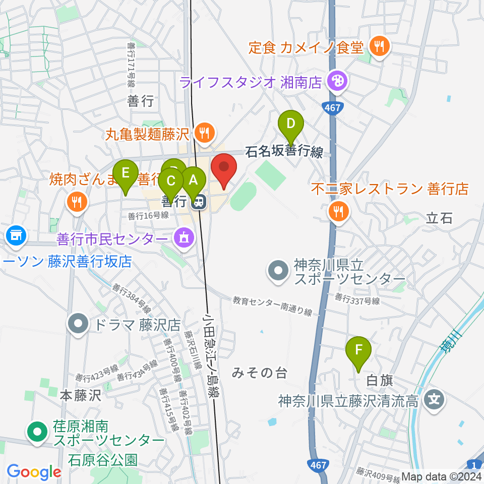 善行Z周辺のカフェ一覧地図