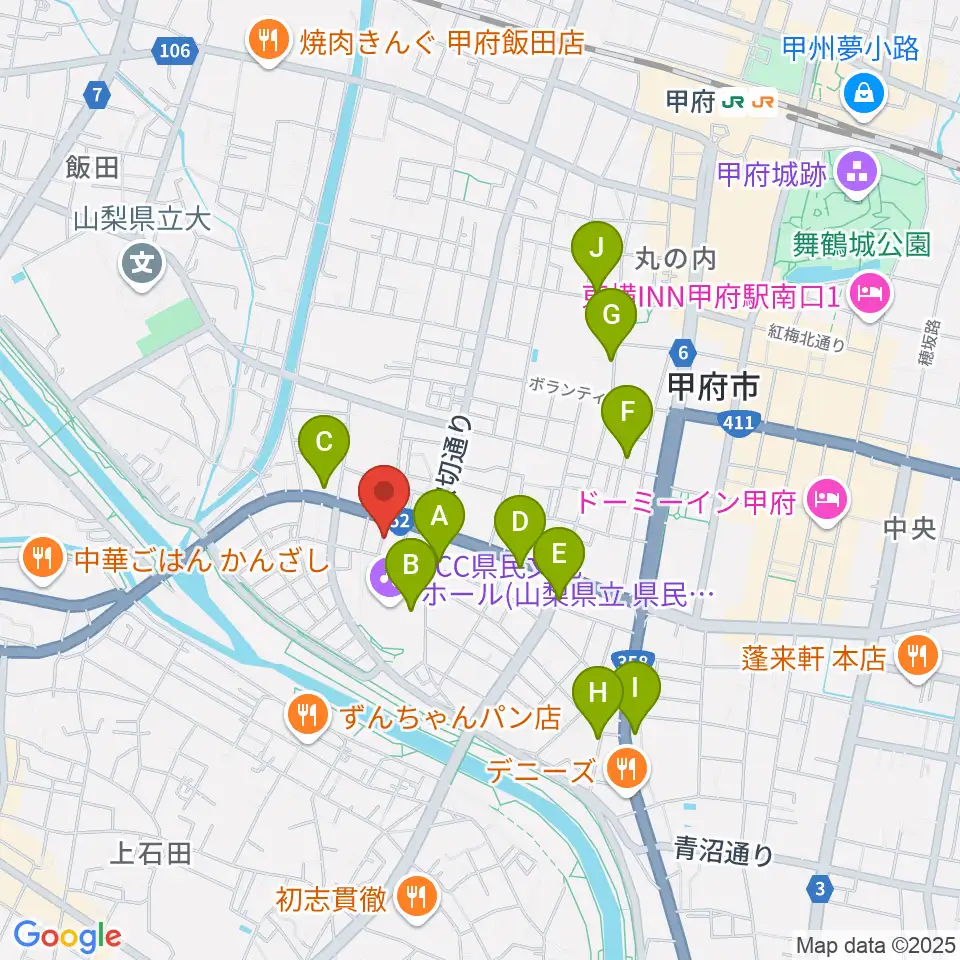 楽器工房コンチェルト周辺のカフェ一覧地図
