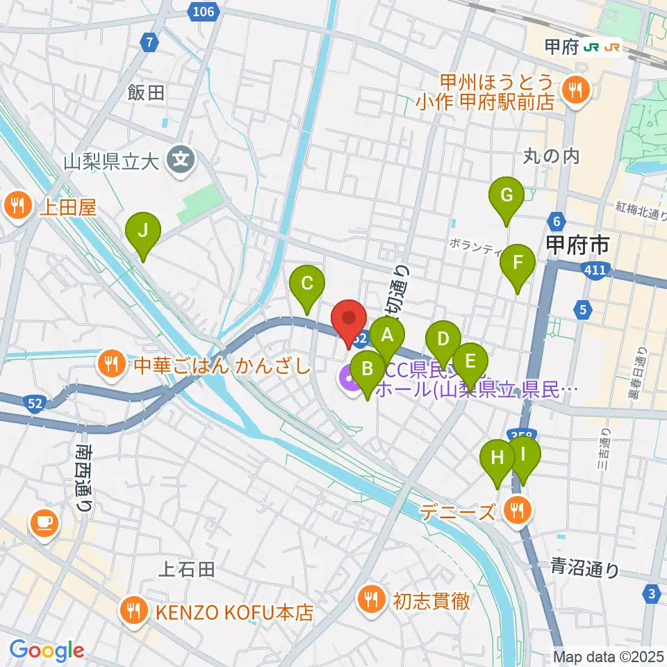 楽器工房コンチェルト周辺のカフェ一覧地図