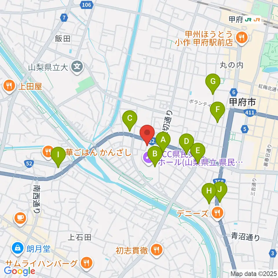 楽器工房コンチェルト周辺のカフェ一覧地図