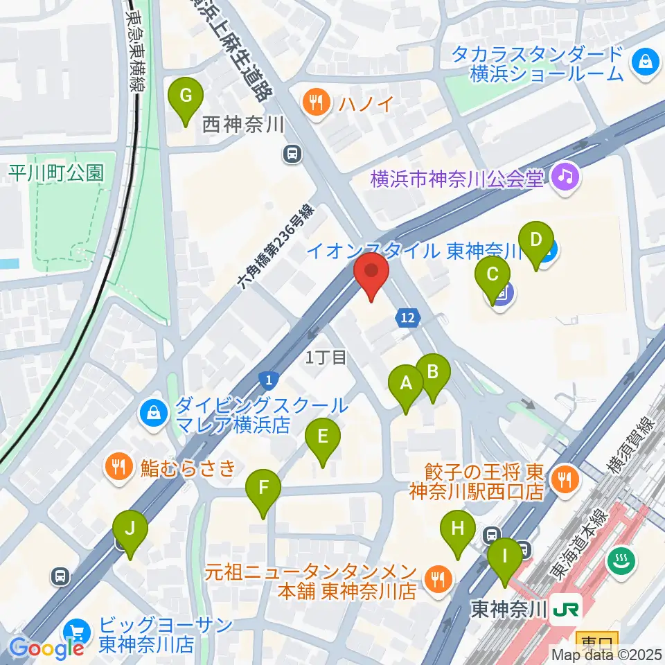 東神奈川音楽英語教育研究所周辺のカフェ一覧地図