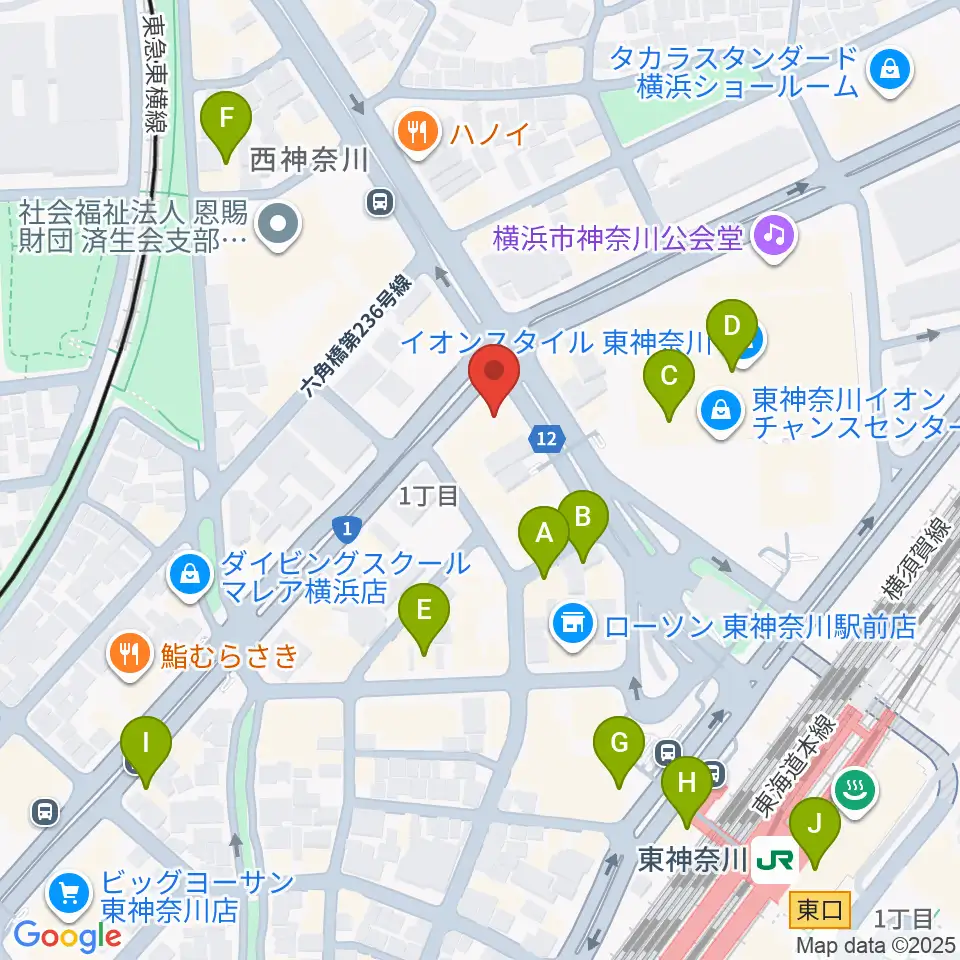 東神奈川音楽英語教育研究所周辺のカフェ一覧地図