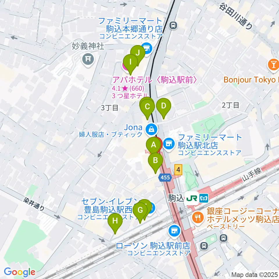 スタジオダンダン周辺のカフェ一覧地図