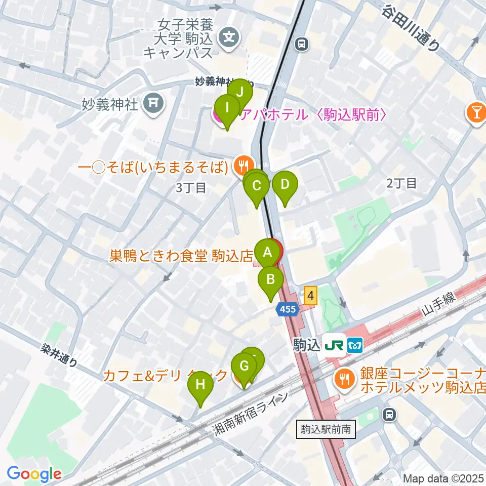スタジオダンダン周辺のカフェ一覧地図