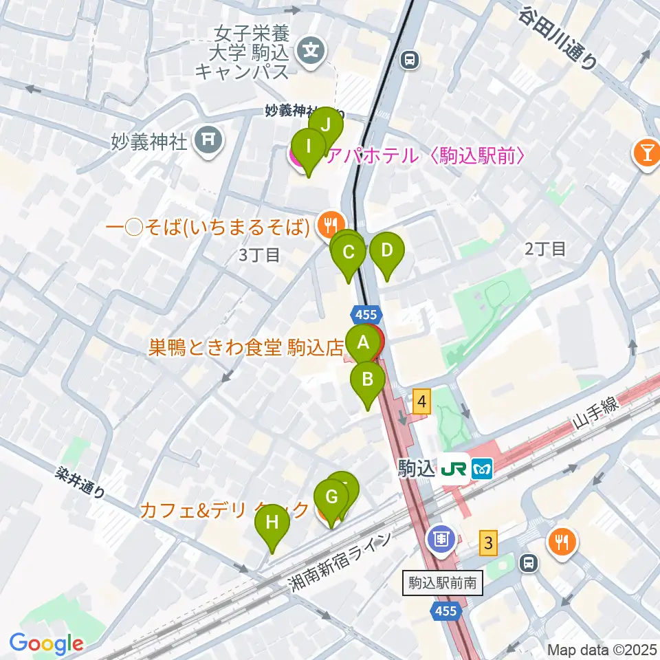 スタジオダンダン周辺のカフェ一覧地図