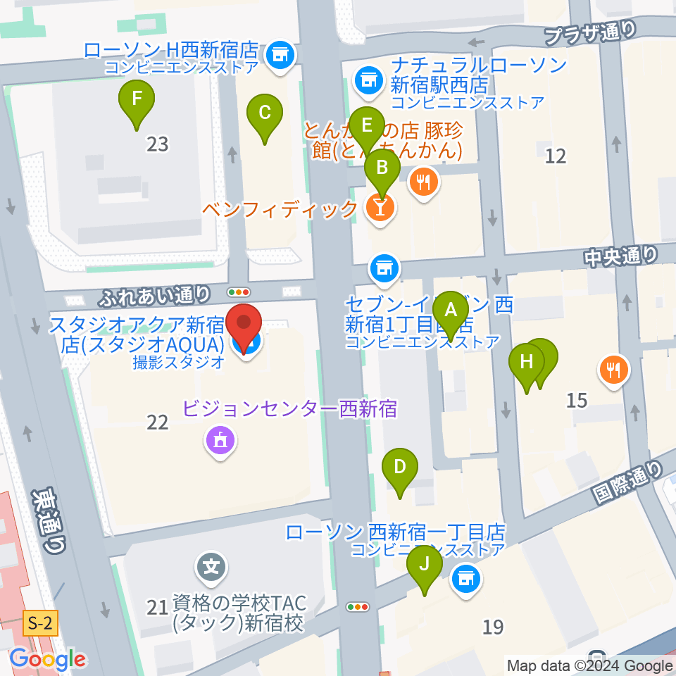 EYS音楽教室 新宿スタジオ周辺のカフェ一覧地図