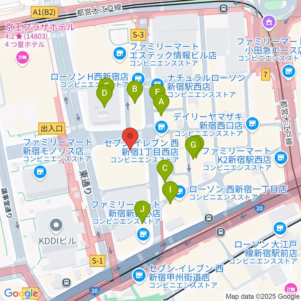 EYS音楽教室 新宿スタジオ周辺のカフェ一覧地図
