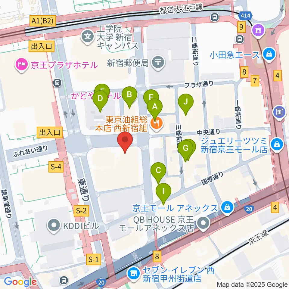 EYS音楽教室 新宿スタジオ周辺のカフェ一覧地図