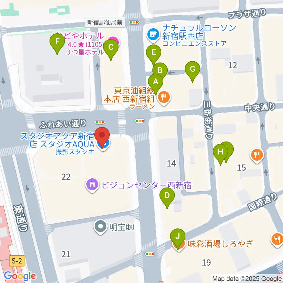 EYS音楽教室 新宿スタジオ周辺のカフェ一覧地図