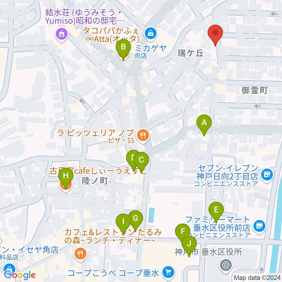 moonbow papa周辺のカフェ一覧地図