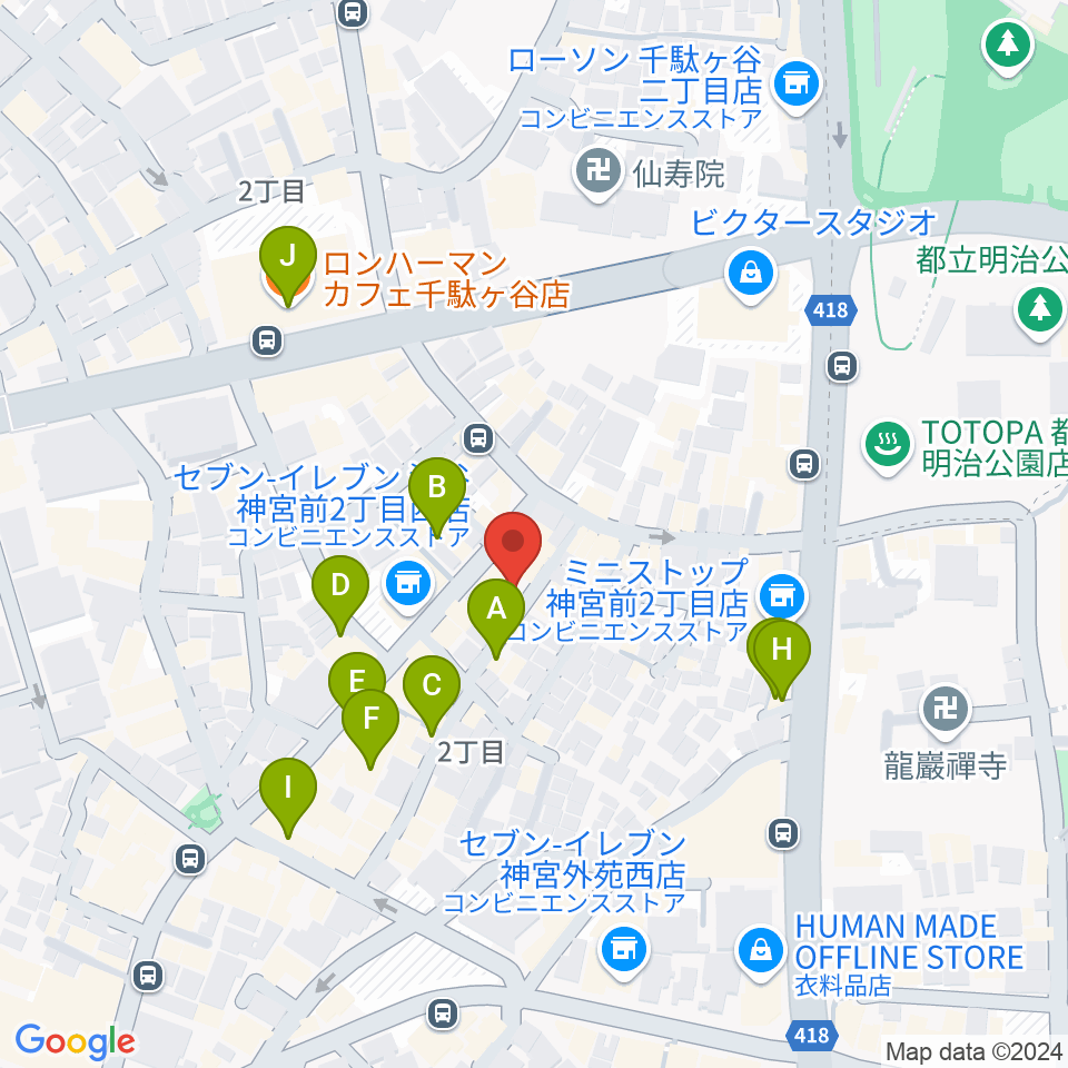 JiLL music school周辺のカフェ一覧地図