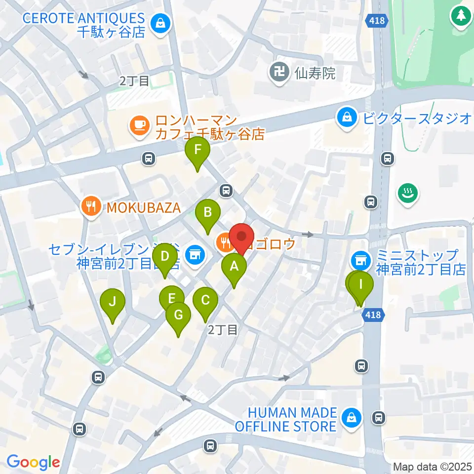 JiLL music school周辺のカフェ一覧地図