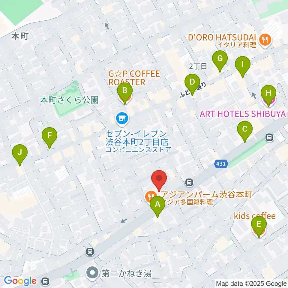 スタジオリリカ周辺のカフェ一覧地図