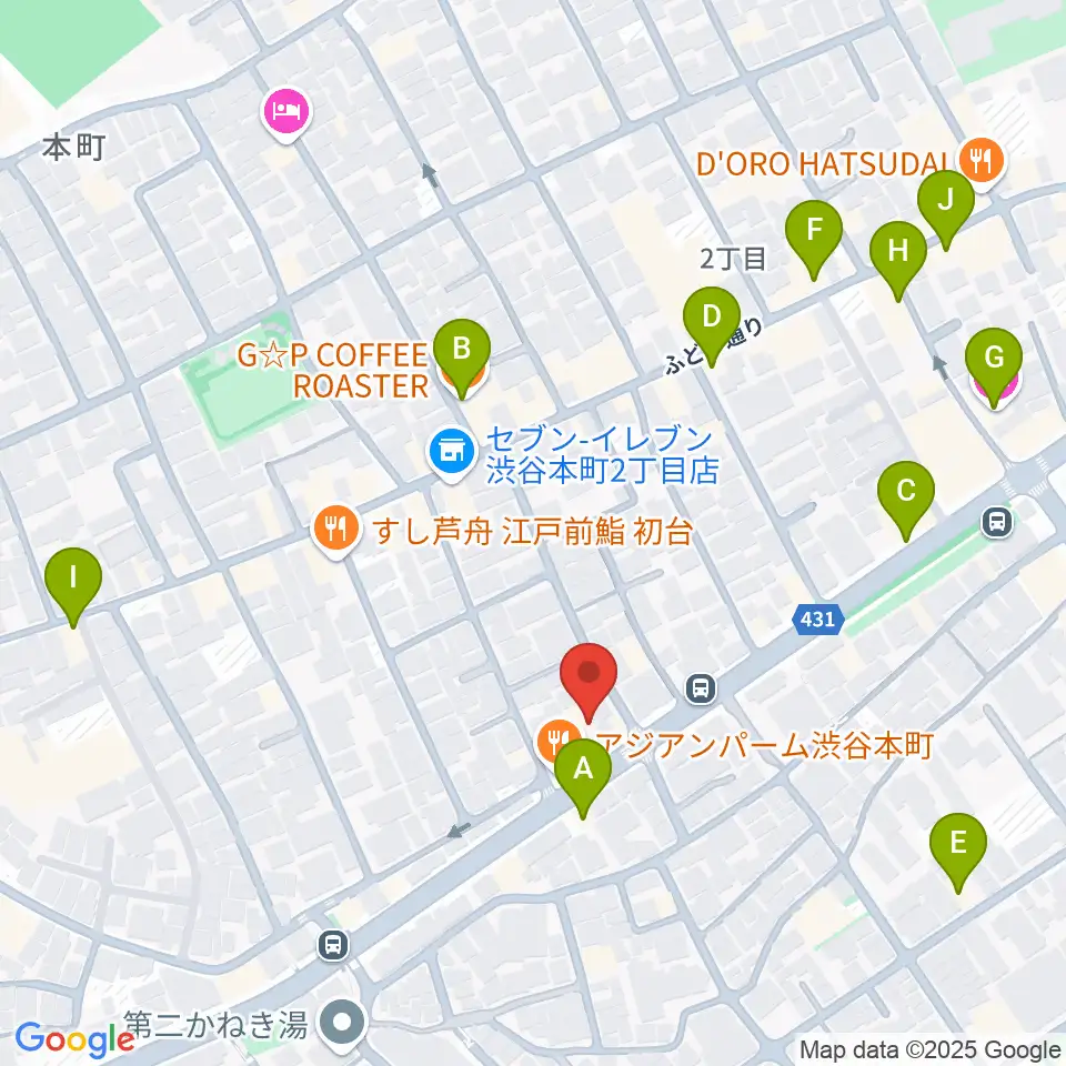 スタジオリリカ周辺のカフェ一覧地図