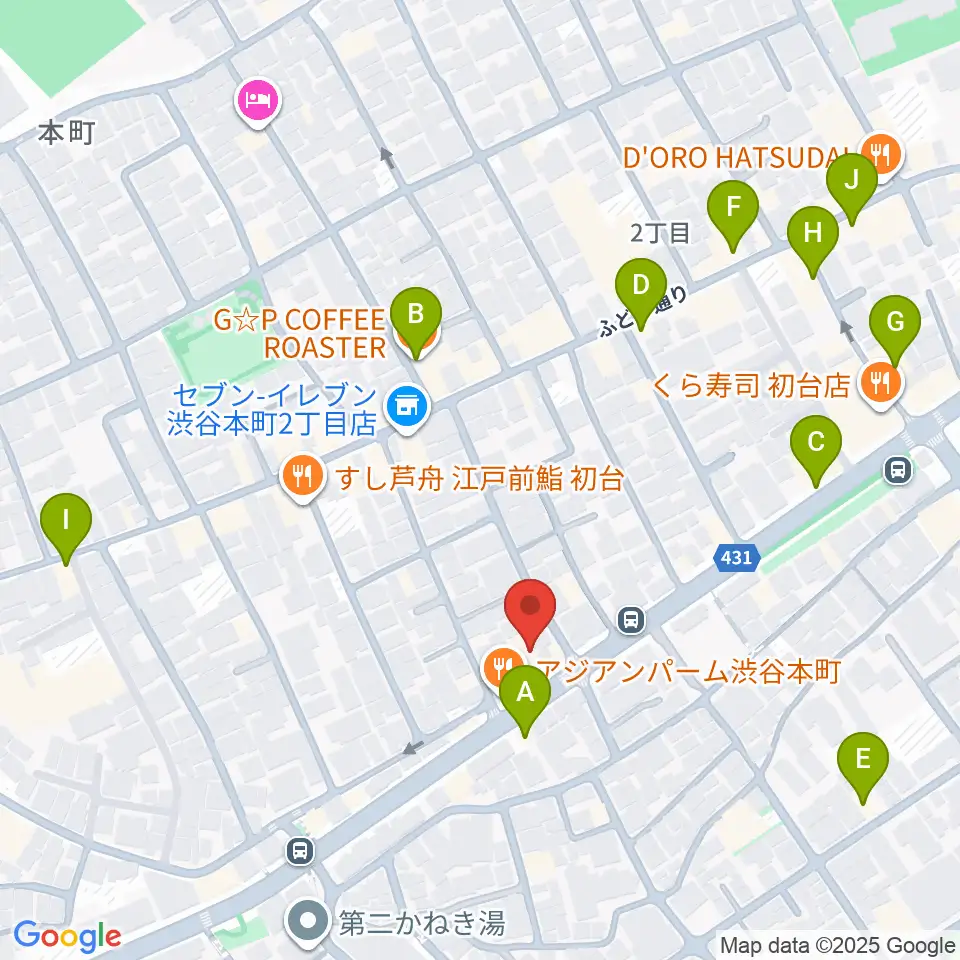 スタジオリリカ周辺のカフェ一覧地図