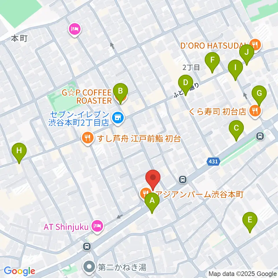 スタジオリリカ周辺のカフェ一覧地図