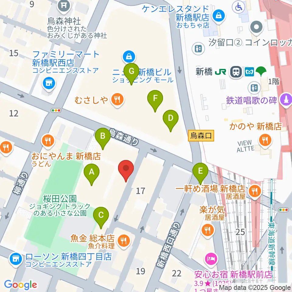 FCFミュージックスクール周辺のカフェ一覧地図
