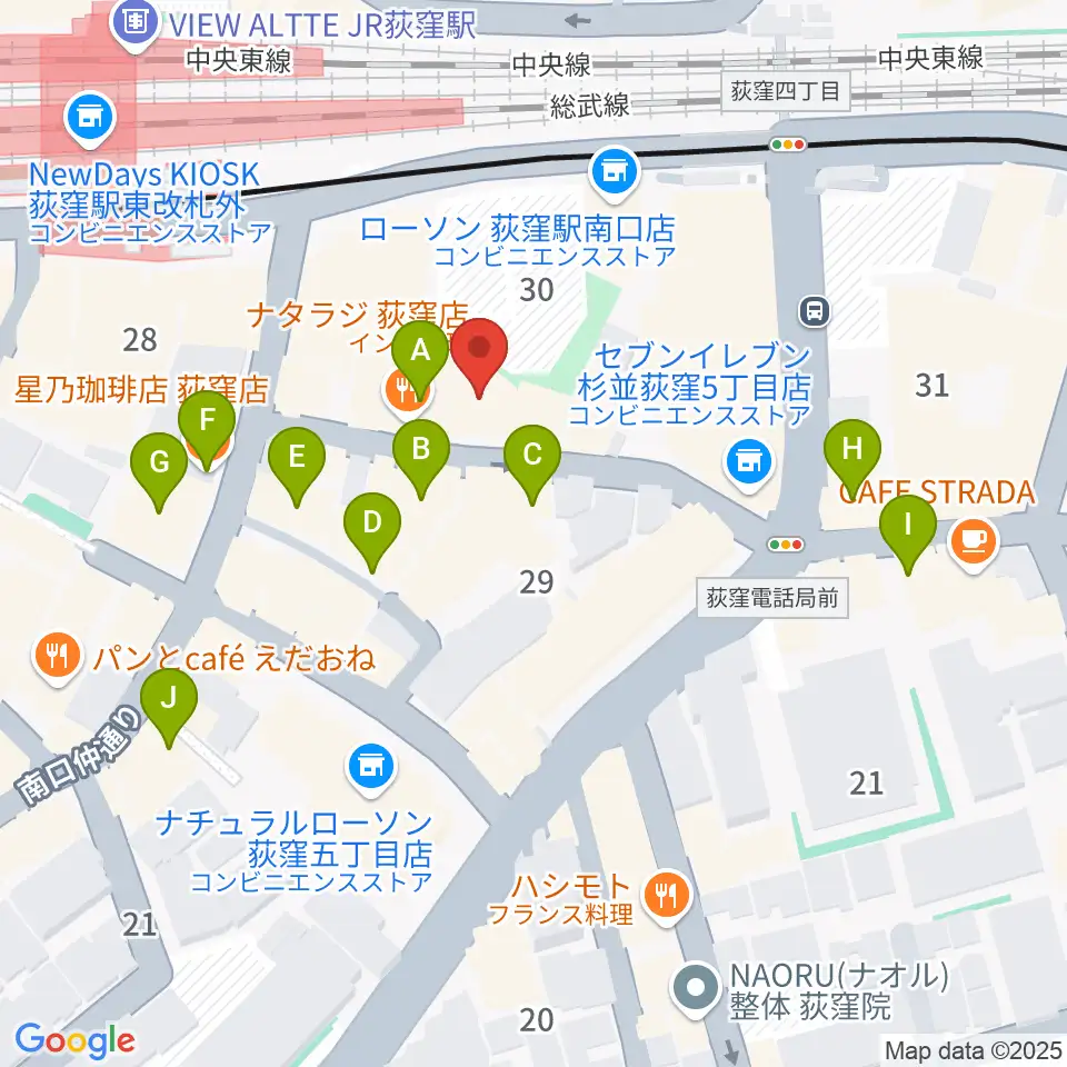 荻窪ミュージックセンター周辺のカフェ一覧地図