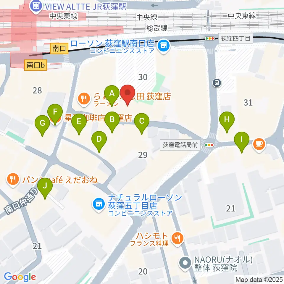 荻窪ミュージックセンター周辺のカフェ一覧地図