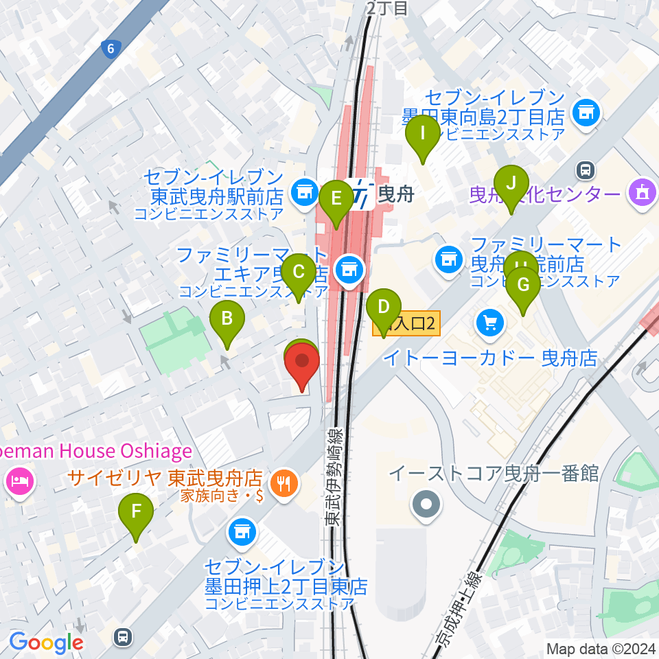 マット音楽教室 曳舟第一教室周辺のカフェ一覧地図