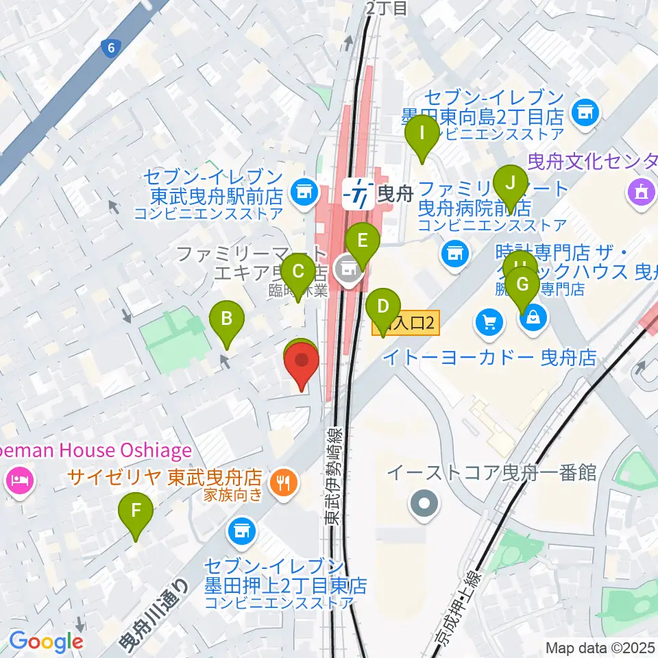マット音楽教室 曳舟第一教室周辺のカフェ一覧地図
