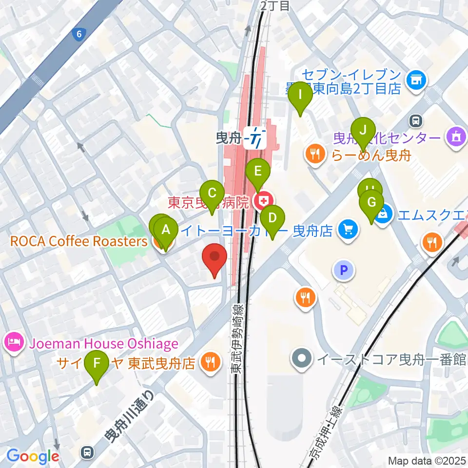 マット音楽教室 曳舟第一教室周辺のカフェ一覧地図