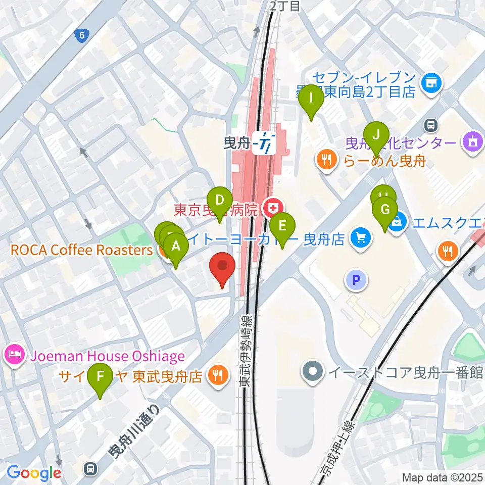 マット音楽教室 曳舟第一教室周辺のカフェ一覧地図