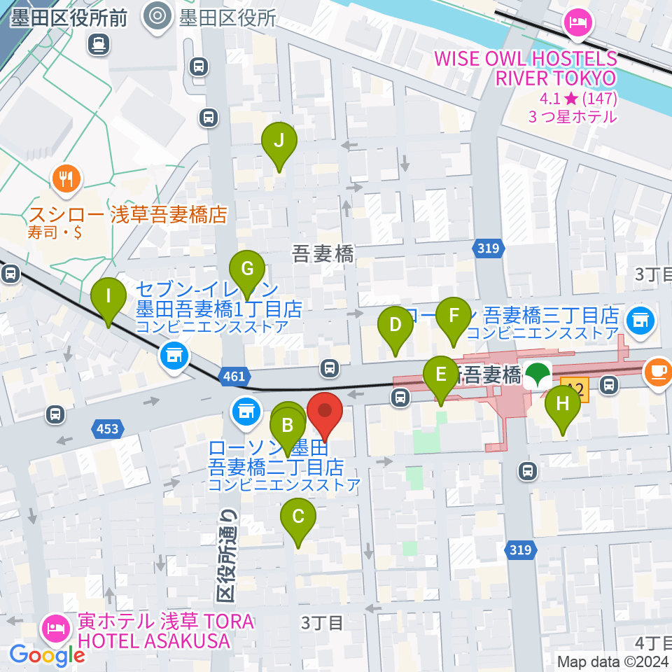 音楽の森アスパイア周辺のカフェ一覧地図