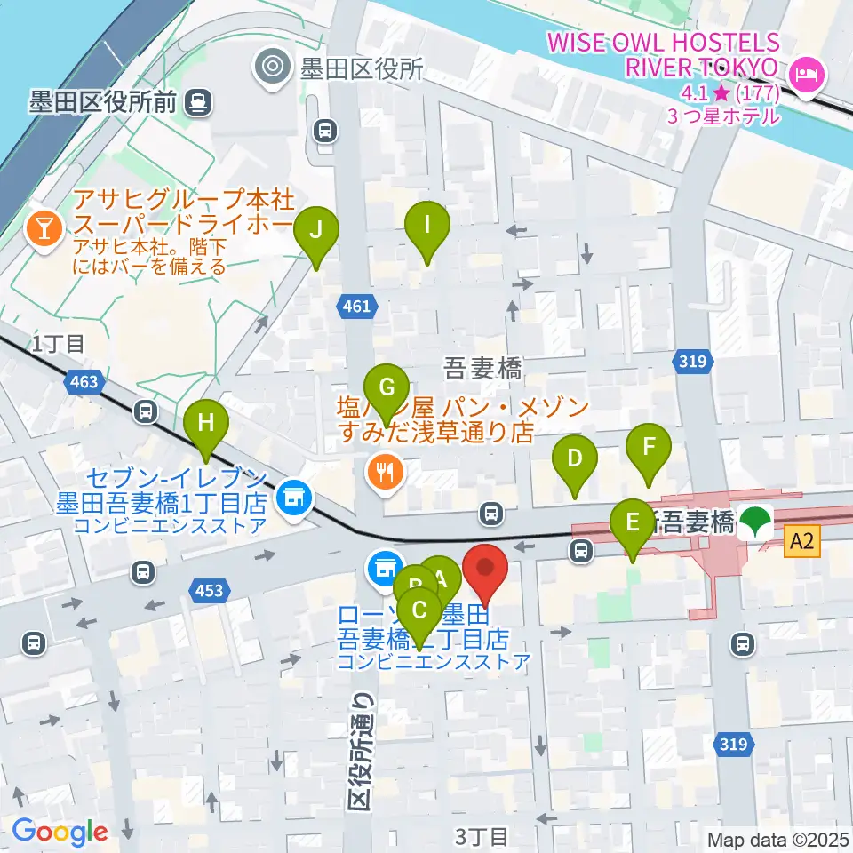 音楽の森アスパイア周辺のカフェ一覧地図