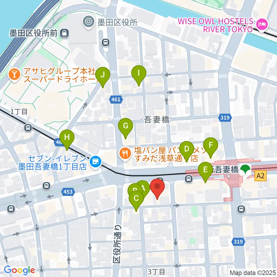 音楽の森アスパイア周辺のカフェ一覧地図