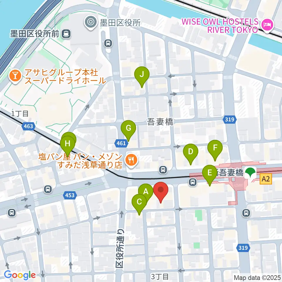 音楽の森アスパイア周辺のカフェ一覧地図