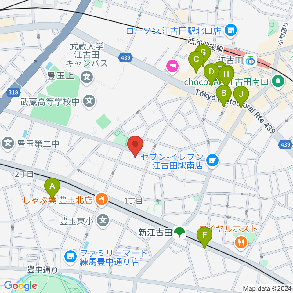 江古田Pスタジオ周辺のカフェ一覧地図