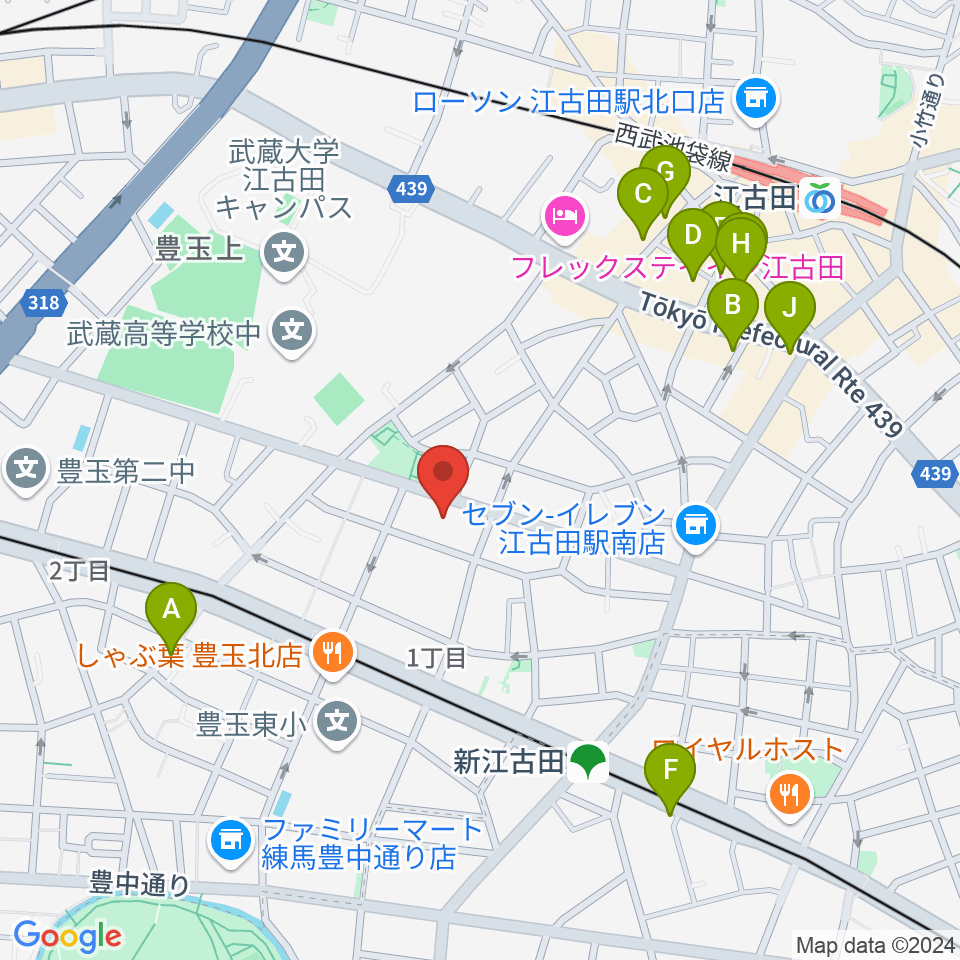 江古田Pスタジオ周辺のカフェ一覧地図