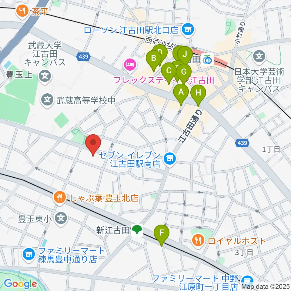 江古田Pスタジオ周辺のカフェ一覧地図