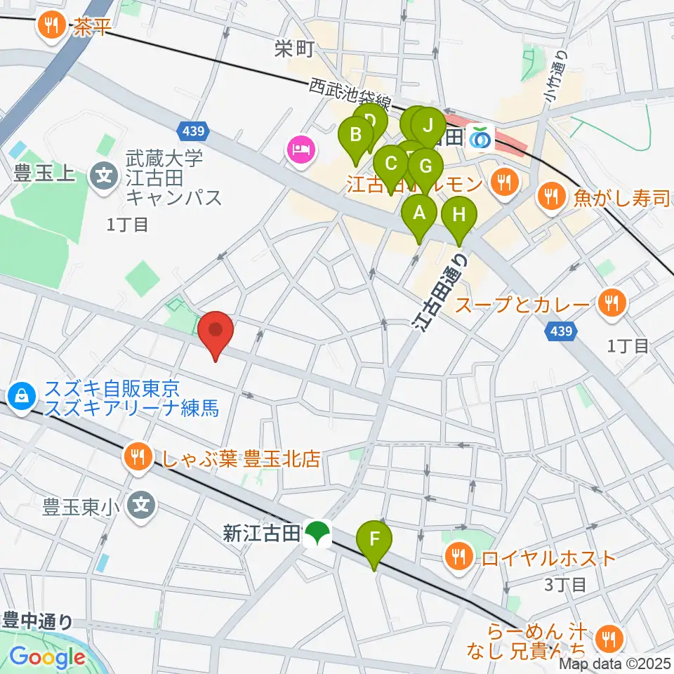 江古田Pスタジオ周辺のカフェ一覧地図