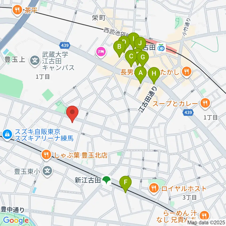 江古田Pスタジオ周辺のカフェ一覧地図