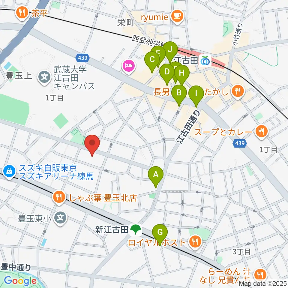 江古田Pスタジオ周辺のカフェ一覧地図