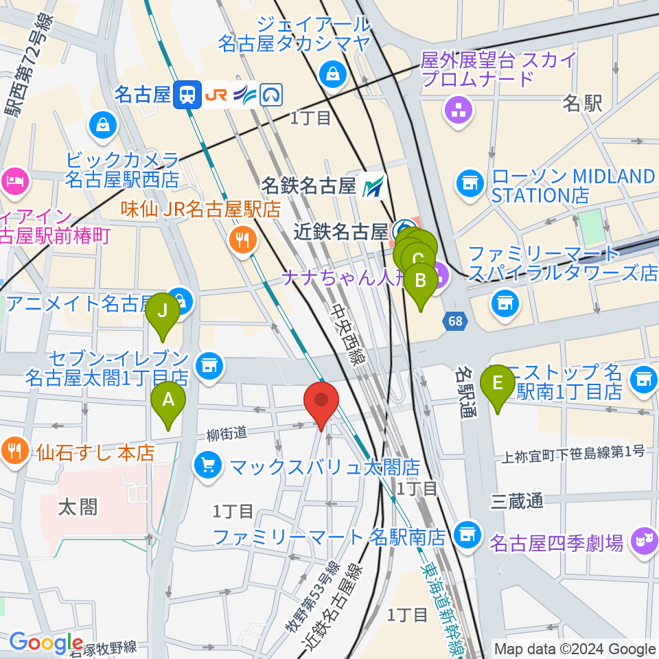 邦楽ラウンジ・和楽器スクール周辺のカフェ一覧地図