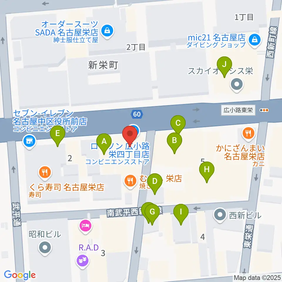 ボーカルスクールVOAT名古屋校周辺のカフェ一覧地図