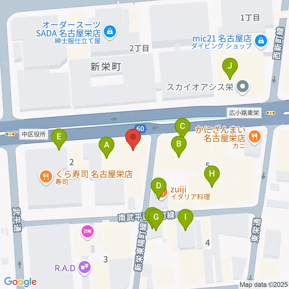 ボーカルスクールVOAT名古屋校周辺のカフェ一覧地図