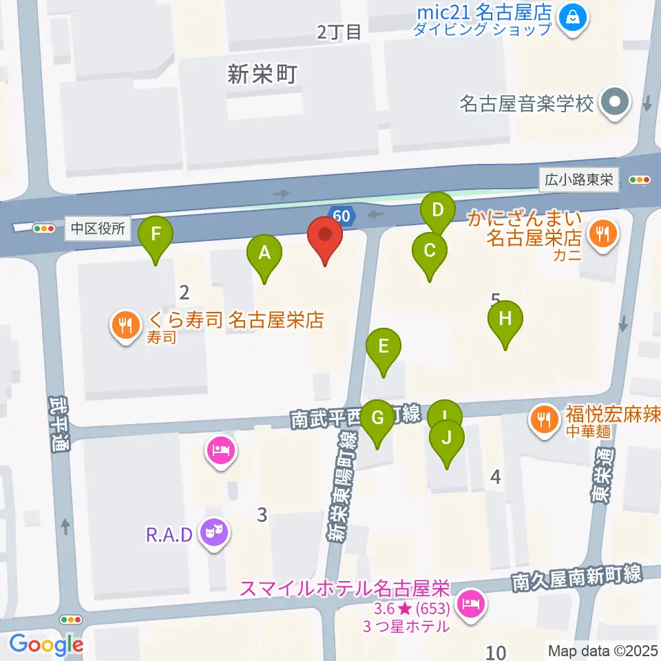 ボーカルスクールVOAT名古屋校周辺のカフェ一覧地図
