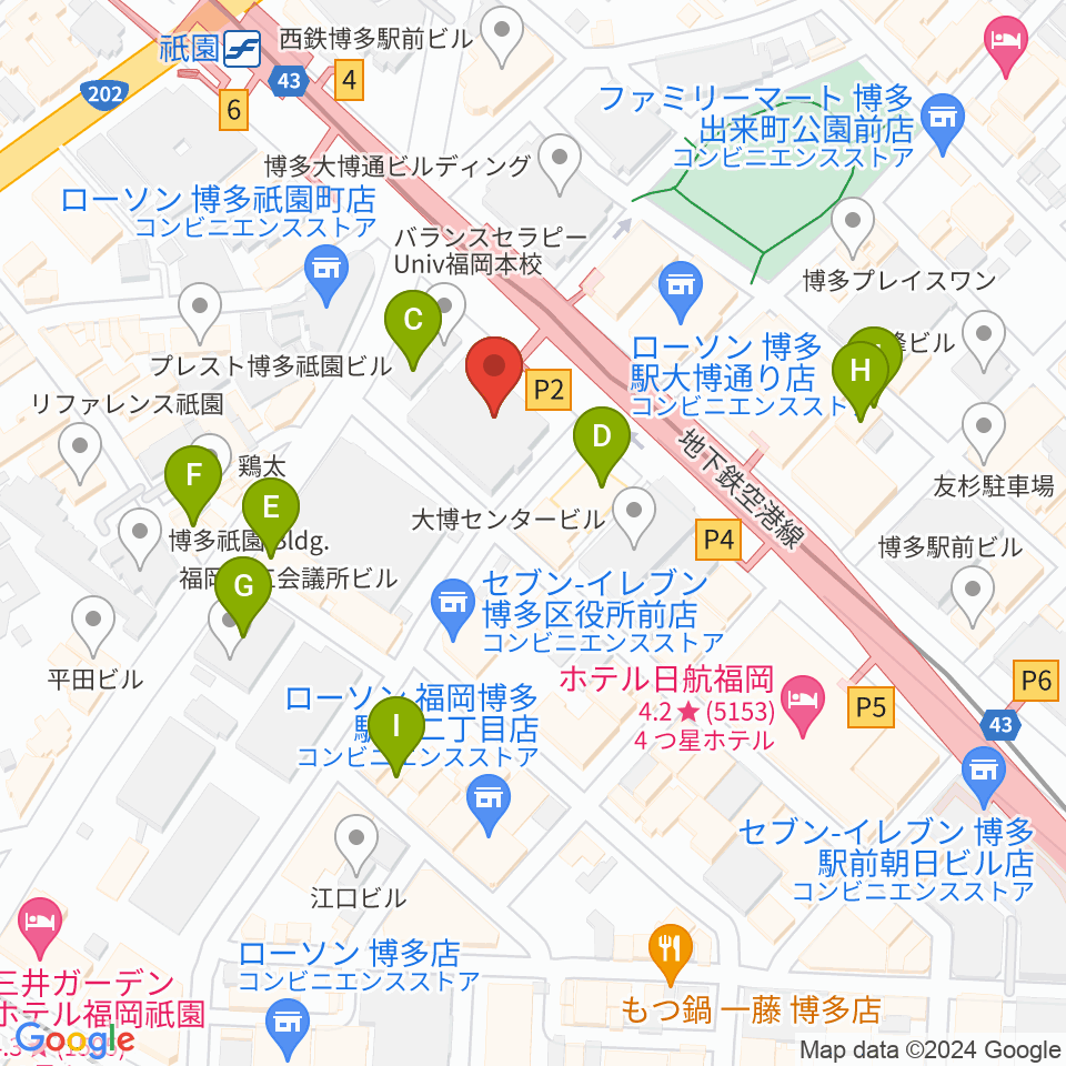 ボーカルスクールVOAT 福岡校周辺のカフェ一覧地図