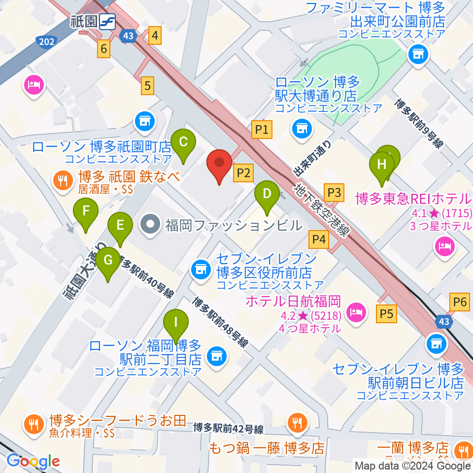 ボーカルスクールVOAT 福岡校周辺のカフェ一覧地図