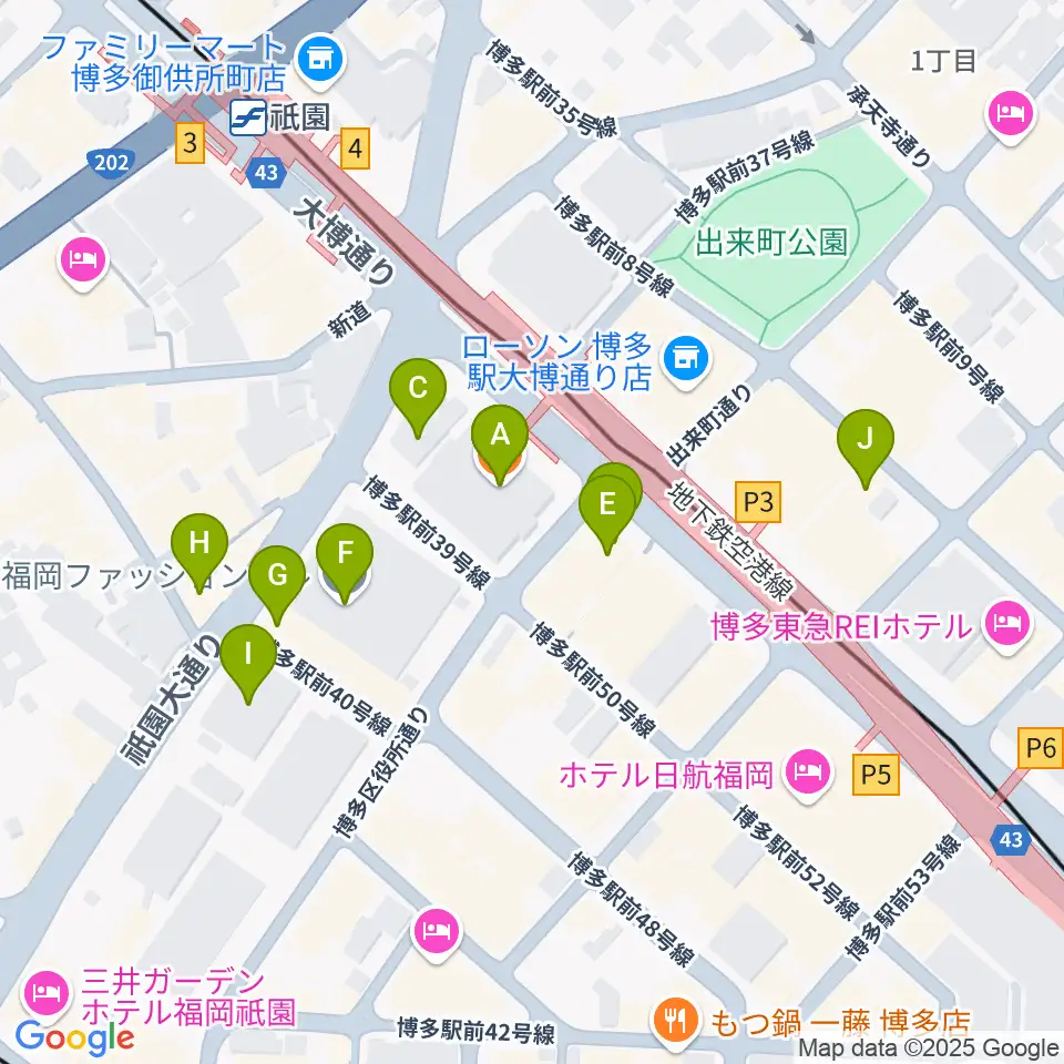 ボーカルスクールVOAT 福岡校周辺のカフェ一覧地図