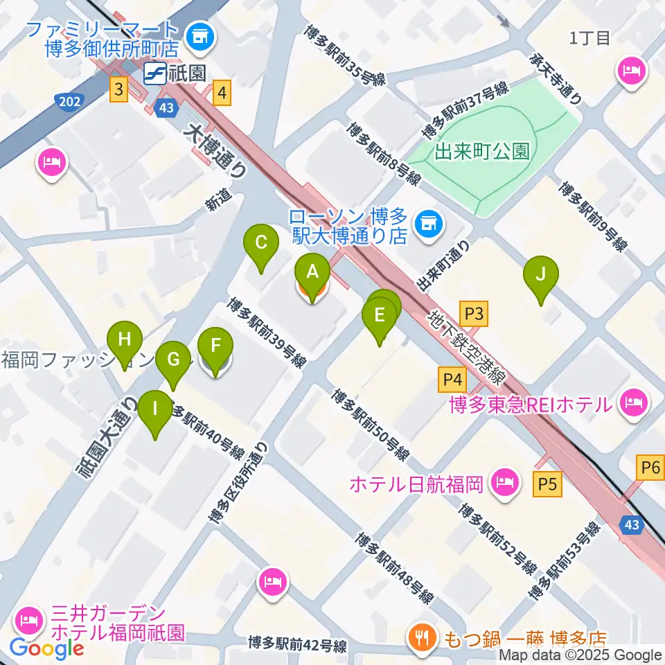 ボーカルスクールVOAT 福岡校周辺のカフェ一覧地図
